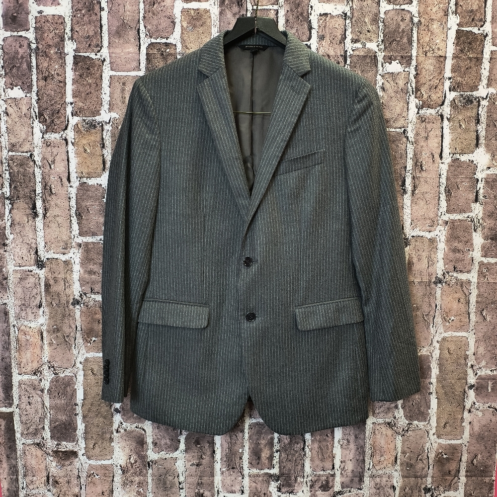 Banana Republic SLIM-FIT CHALK STRIPE Gray Wool BLAZER 40R